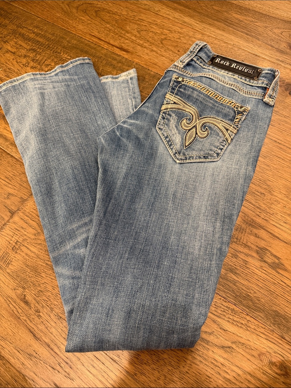 Rock Revival Blake Women's Light Blue Embroidered Back Pocket Jeans